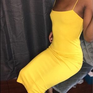 yellow bodycon maxi dress